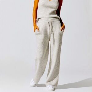 NWT CARBON38 Grey Heather Ribbed Knit SWEATER Loungewear PANTS Athleisurewear